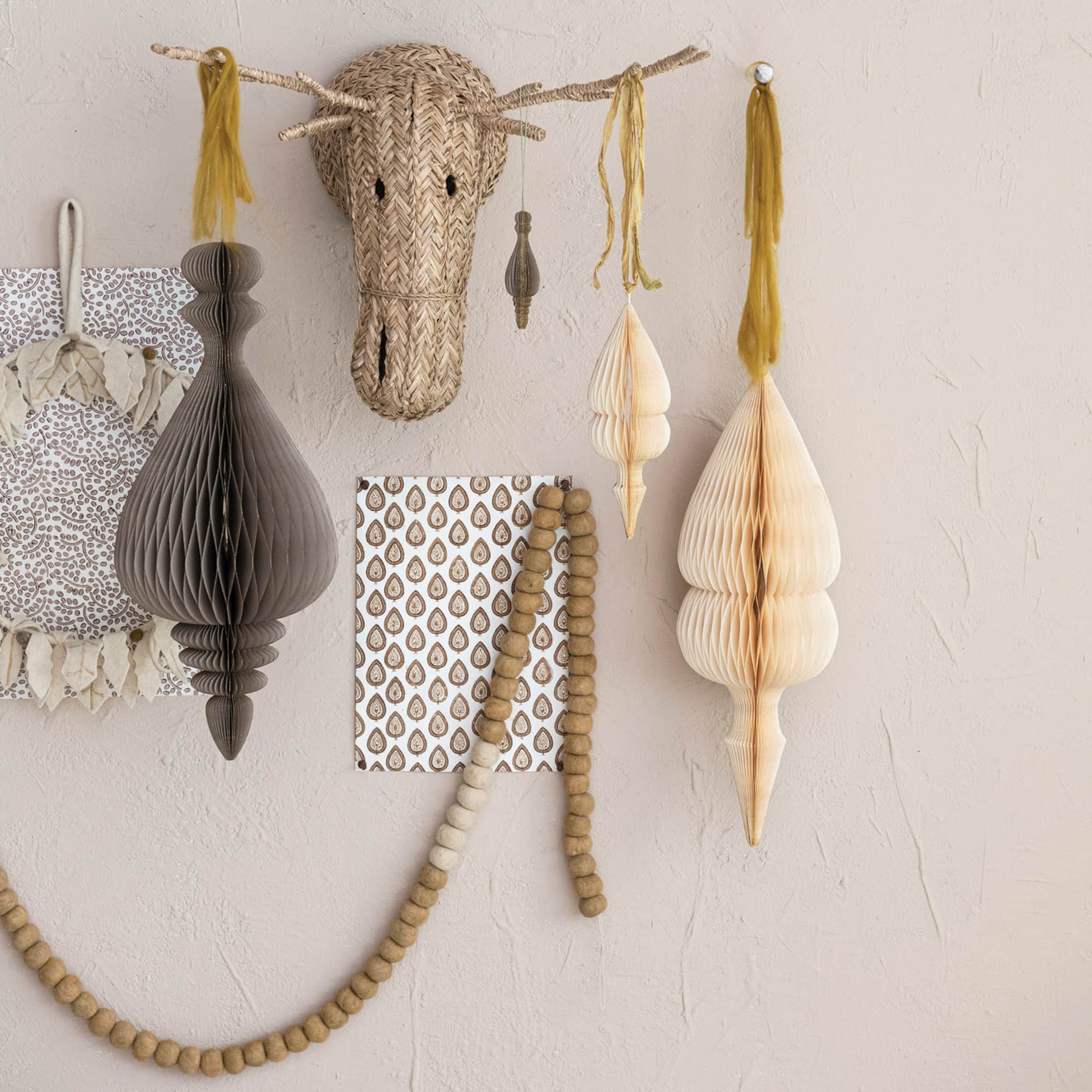 Hello Honey® Cream Honeycomb Finial Paper Ornament Set